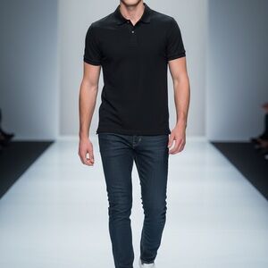 Gap Men’s Black Pique Polo Shirt - Size M - Soft Cotton Stretch